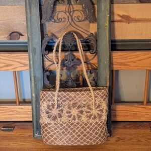 Hand Crafted Brown Woven Straw Boho Tote Bag